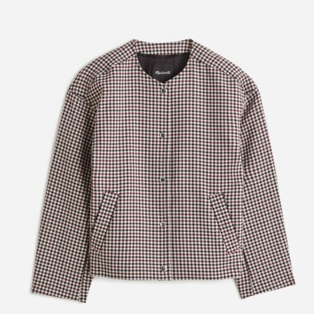 NWT - Madewell Women's Suiting Bomber Jacket - Yarn Dyed Plaid Checkered - XXL - Picture 5 of 12